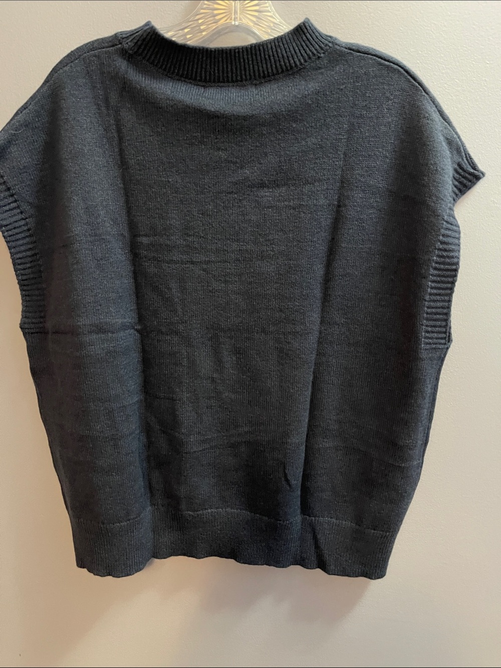 Women's Black Crewneck Knit Sweater with Floral Appliqué - Picture 2 of 2